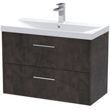Hudson Reed Juno 800mm Wall Hung Vanity Unit & Basin, 2 Drawers Metallic Slate JNU2626D