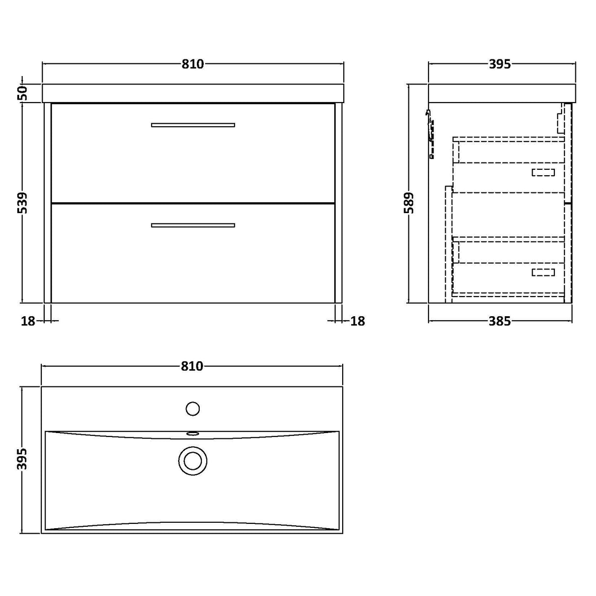 Hudson Reed Juno 800mm Wall Hung Vanity Unit & Basin, 2 Drawers Metallic Slate JNU2626D LD