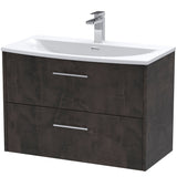 Hudson Reed Juno 800mm Wall Hung Vanity Unit & Basin, 2 Drawers Metallic Slate JNU2626G