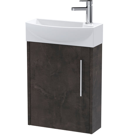 Hudson Reed Juno 440mm Compact Wall Hung Basin Vanity Unit & Basin, 1 Door Metallic Slate JNU2661L