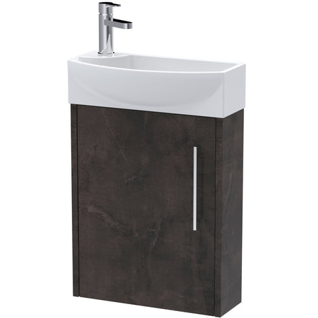 Hudson Reed Juno 440mm Compact Wall Hung Basin Vanity Unit & Basin, 1 Door Metallic Slate JNU2661R