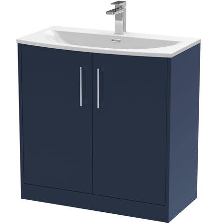 Hudson Reed Juno 800mm Freestanding Vanity Unit & Basin, 2 Doors Midnight Blue JNU2905G