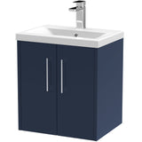 Hudson Reed Juno 500mm Wall Hung Vanity Unit & Basin, 2 Doors Midnight Blue JNU2921A