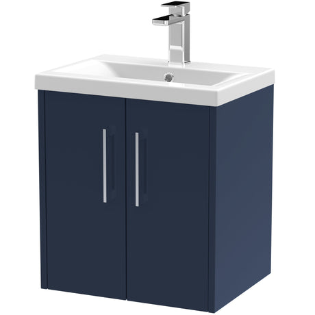 Hudson Reed Juno 500mm Wall Hung Vanity Unit & Basin, 2 Doors Midnight Blue JNU2921A