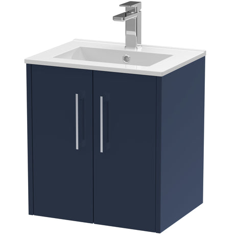 Hudson Reed Juno 500mm Wall Hung Vanity Unit & Basin, 2 Doors Midnight Blue JNU2921B
