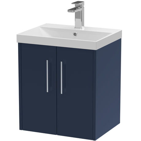 Hudson Reed Juno 500mm Wall Hung Vanity Unit & Basin, 2 Doors Midnight Blue JNU2921D