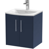 Hudson Reed Juno 500mm Wall Hung Vanity Unit & Basin, 2 Doors Midnight Blue JNU2921G