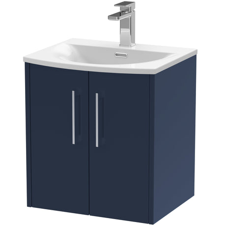 Hudson Reed Juno 500mm Wall Hung Vanity Unit & Basin, 2 Doors Midnight Blue JNU2921G