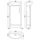 Hudson Reed Juno 440mm Compact Floorstanding Basin Vanity Unit & Basin, 1 Door Midnight Blue JNU2921L LD