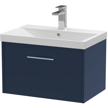 Hudson Reed Juno 600mm Wall Hung Vanity Unit & Basin, 1 Drawer Midnight Blue JNU2922D