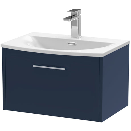 Hudson Reed Juno 600mm Wall Hung Vanity Unit & Basin, 1 Drawer Midnight Blue JNU2922G