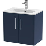 Hudson Reed Juno 600mm Wall Hung Vanity Unit & Basin, 2 Doors Midnight Blue JNU2923B