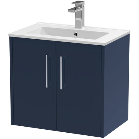 Hudson Reed Juno 600mm Wall Hung Vanity Unit & Basin, 2 Doors Midnight Blue JNU2923B