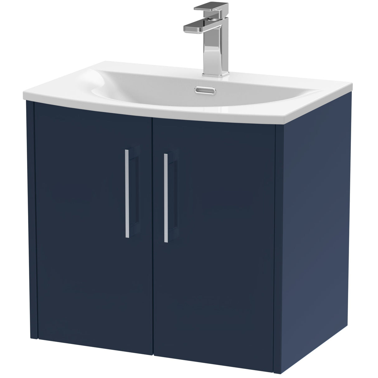 Hudson Reed Juno 600mm Wall Hung Vanity Unit & Basin, 2 Doors Midnight Blue JNU2923G