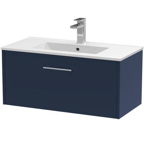 Hudson Reed Juno 800mm Wall Hung Vanity Unit & Basin, 1 Drawer Midnight Blue JNU2925B