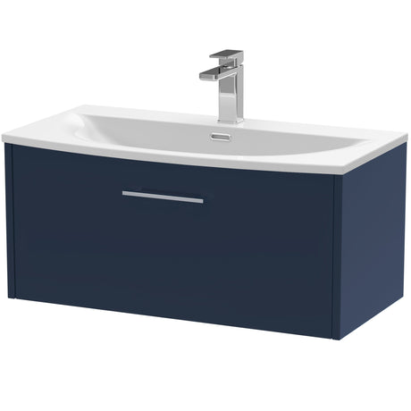 Hudson Reed Juno 800mm Wall Hung Vanity Unit & Basin, 1 Drawer Midnight Blue JNU2925G