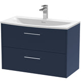 Hudson Reed Juno 800mm Wall Hung Vanity Unit & Basin, 2 Drawers Midnight Blue JNU2926G