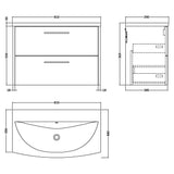 Hudson Reed Juno 800mm Wall Hung Vanity Unit & Basin, 2 Drawers Midnight Blue JNU2926G LD