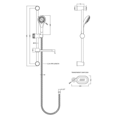 Nuie Multi-Function Round Sliding Rail Kit Chrome JTY034 LD