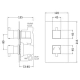 Nuie Square 1 Outlet Thermostatic Concealed Shower Valve Chrome JTY301 LD