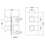 Nuie Square 2 Outlet Thermostatic Concealed Shower Valve With Diverter Chrome JTY302 LD
