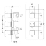 Nuie Square 3 Outlet Thermostatic Concealed Shower Valve With Diverter Chrome JTY311 LD