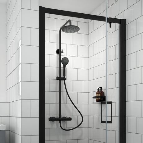 Nuie Round 2 Outlet Exposed Thermostatic Shower Matt Black JTY475 LS