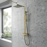 Nuie Square 2 Outlet Exposed Thermostatic Shower Brushed Brass JTY886 LS