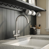 Nuie Traditional Twin Lever Mono Kitchen Mixer Tap Chrome KB304 LS1