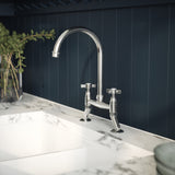 Nuie Traditional Bridge Style Two Handled Crosshead Kitchen Mixer Tap Chrome KB306 LS2