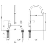 Nuie Traditional Bridge Style Twin Lever Kitchen Mixer Tap Chrome KB317 LD