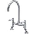 Nuie Traditional Bridge Style Twin Lever Kitchen Mixer Tap Brushed Nickel KB617