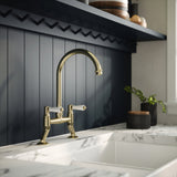 Astini Provencale Traditional Twin Lever Bridge Kitchen Mixer Tap with Ceramic Handles