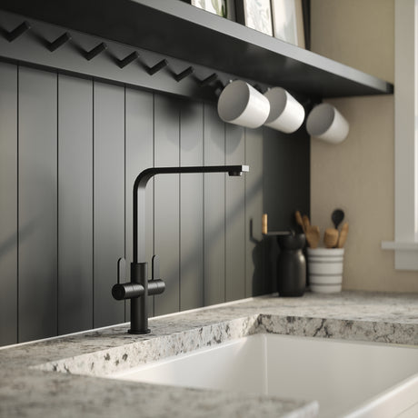 Nuie Churni Dual Lever Kitchen Mixer Tap Matt Black KCH405DL LS2
