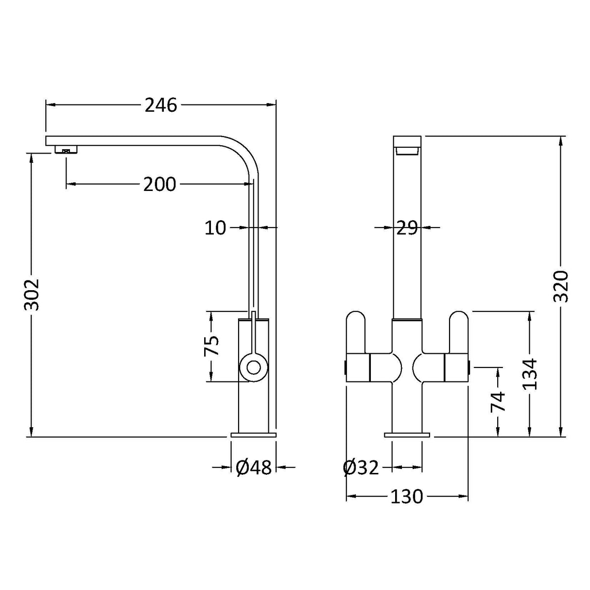 Nuie Churni Dual Lever Kitchen Mixer Tap Brushed Nickel KCH605DL LD