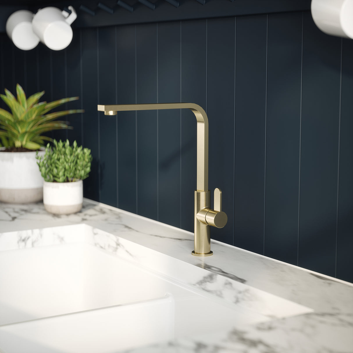 Nuie Churni Single Lever Kitchen Mixer Tap Brushed Brass KCH805SL LS1