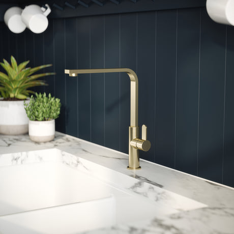 Nuie Churni Single Lever Kitchen Mixer Tap Brushed Brass KCH805SL LS1