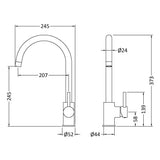 Nuie Lachen Single Lever Kitchen Mixer Tap Matt Black KLA405SL LD
