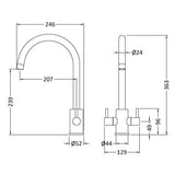 Nuie Lachen Dual Lever Kitchen Mixer Tap Brushed Nickel KLA605DL LD