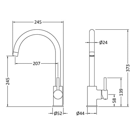 Nuie Lachen Single Lever Kitchen Mixer Tap Brushed Nickel KLA605SL LD