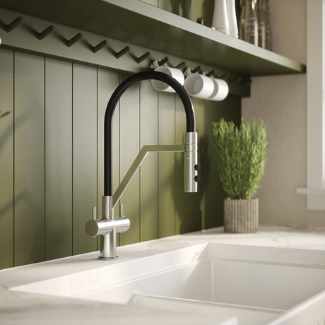 Nuie Ravi Dual Lever Pull-Out Kitchen Mixer Tap Chrome KRA305DL LS2