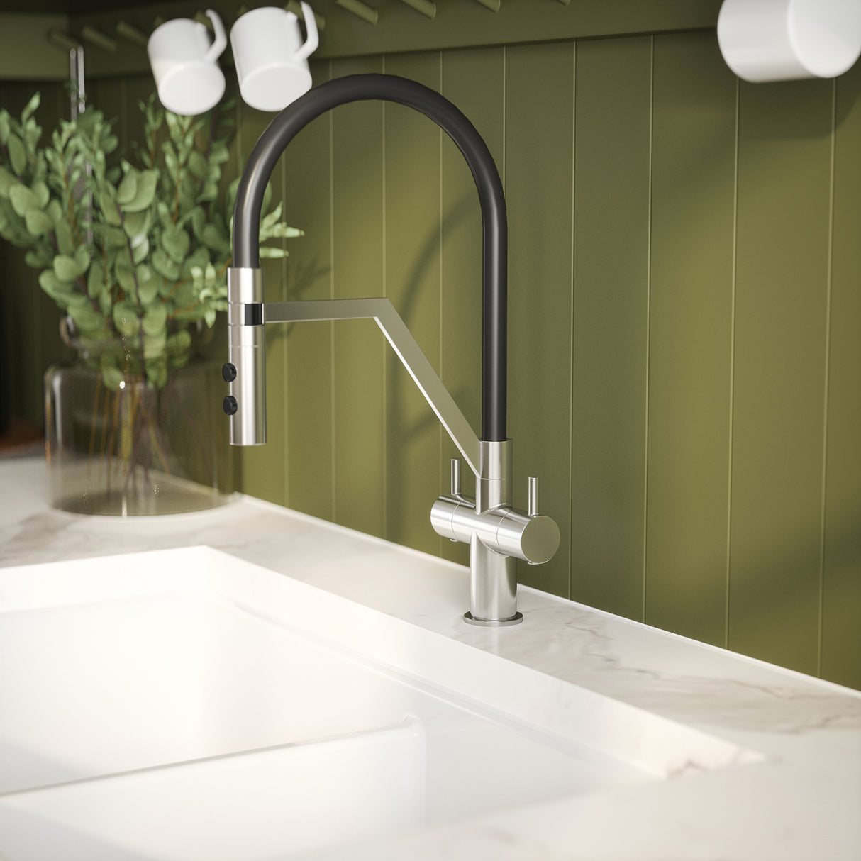 Nuie Ravi Dual Lever Pull-Out Kitchen Mixer Tap Chrome KRA305DL LS1
