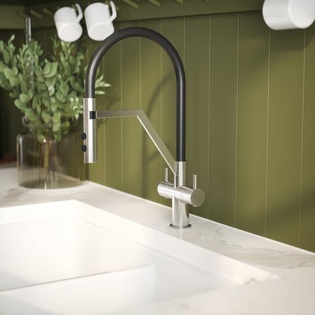 Nuie Ravi Dual Lever Pull-Out Kitchen Mixer Tap Chrome KRA305DL LS1