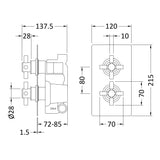 Hudson Reed Tec Crosshead 2 Outlet Thermostatic Concealed Shower Valve With Diverter Chrome KRI3207 LD