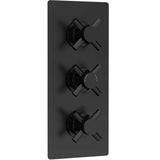 Hudson Reed Tec Crosshead 3 Outlet Thermostatic Concealed Shower Valve With Diverter Matt Black KRI4023