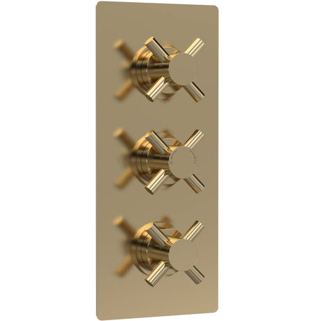 Hudson Reed Tec Crosshead 3 Outlet Thermostatic Concealed Shower Valve With Diverter Brushed Brass KRI8023