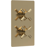 Hudson Reed Tec Crosshead 1 Outlet Thermostatic Concealed Shower Valve Brushed Brass KRI8210