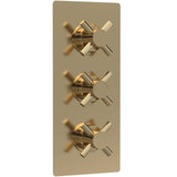 Hudson Reed Tec Crosshead 2 Outlet Thermostatic Concealed Shower Valve Brushed Brass KRI8211