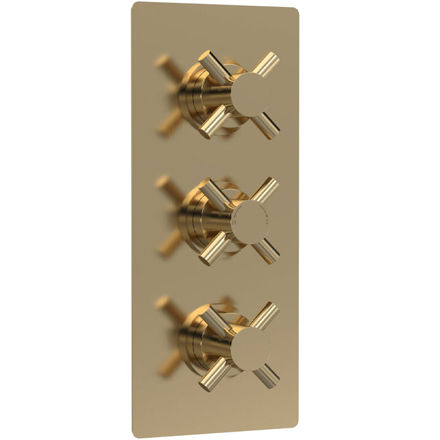 Hudson Reed Tec Crosshead 2 Outlet Thermostatic Concealed Shower Valve Brushed Brass KRI8211