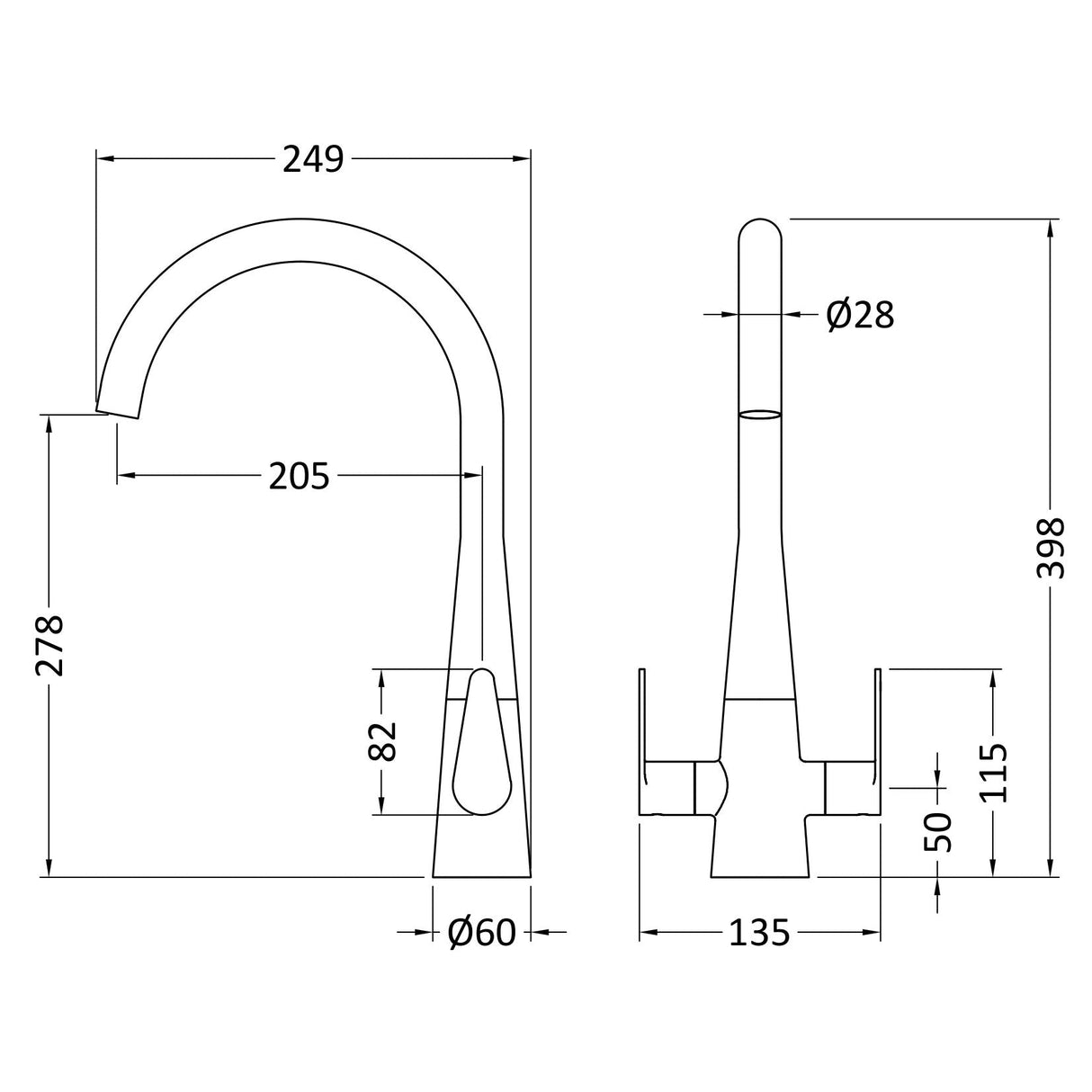 Nuie Samir Dual Lever Kitchen Mixer Tap Brushed Nickel KSA605DL LD